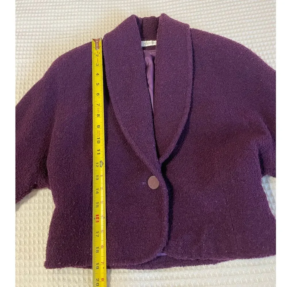 VTG Paul Alexander Wool Blend Retro Terry Cloth Textured Cropped Womens Blazer 6
